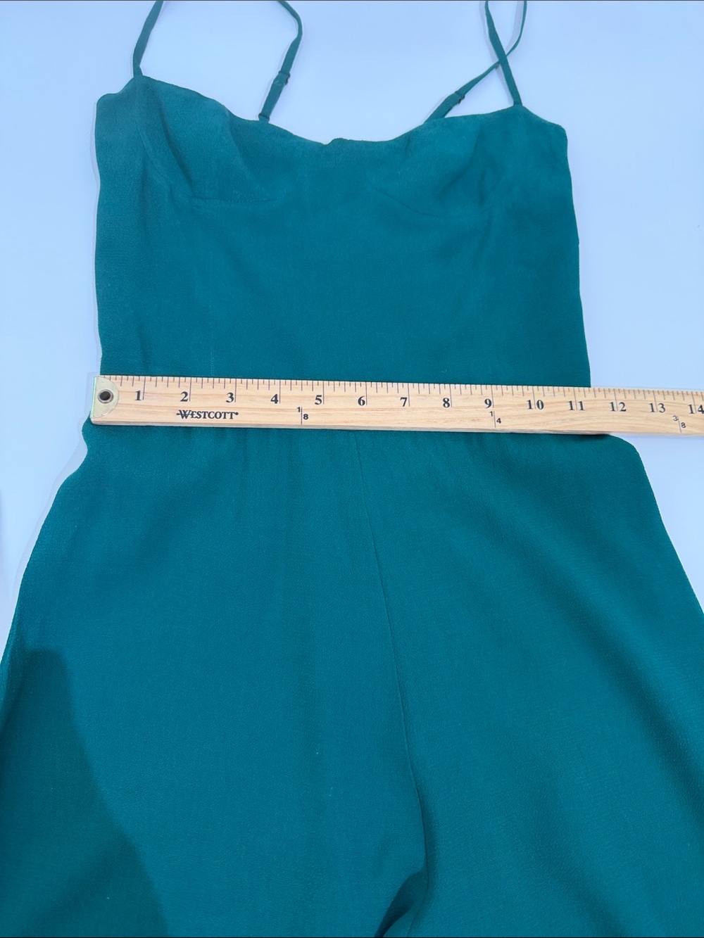 Reformation Jumpsuit Size 0 Emerald Green Smocked Back - Picture 9 of 12